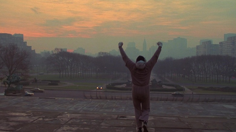 Rocky on top of steps