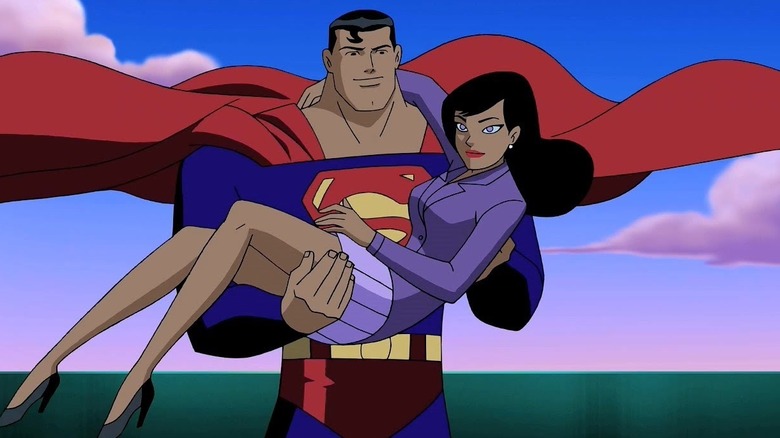 Superman flying with Lois