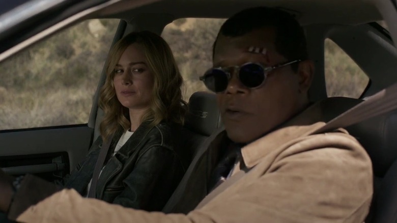 Carol Danvers and Nick Fury in car