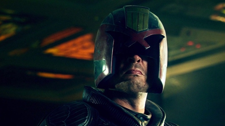 Dredd frowning