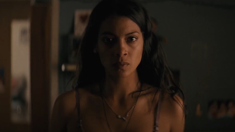 Stephanie Sigman looks serious