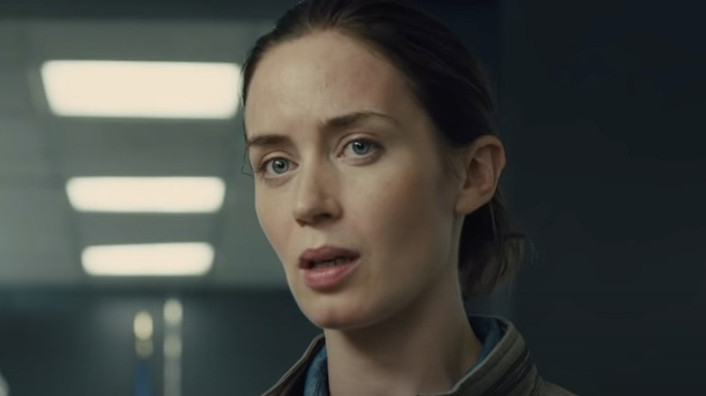 Emily Blunt looks serious 