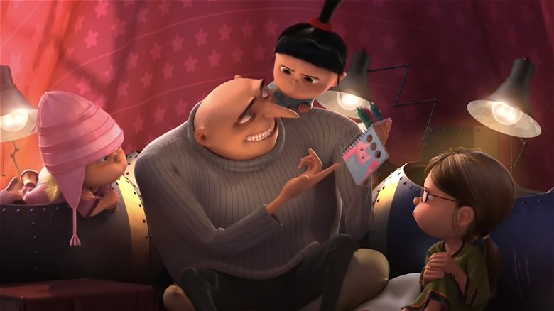 Gru reads to his kids