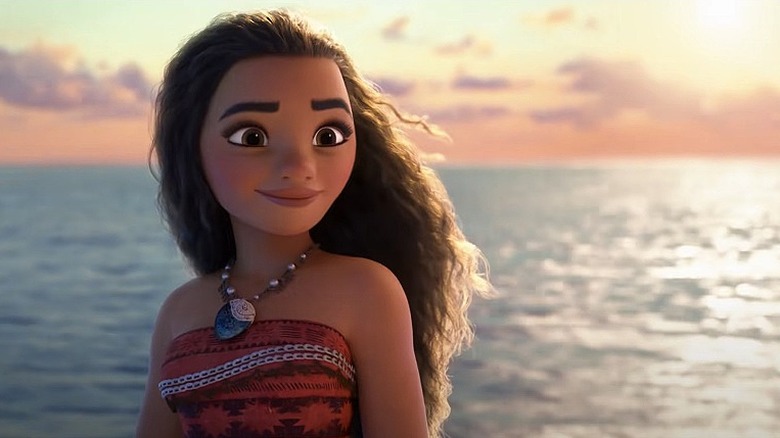 Moana smiling at sunset