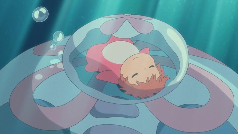 Ponyo sleeping in bubble