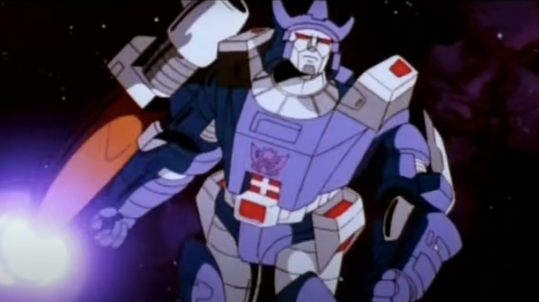 Galvatron flies through space