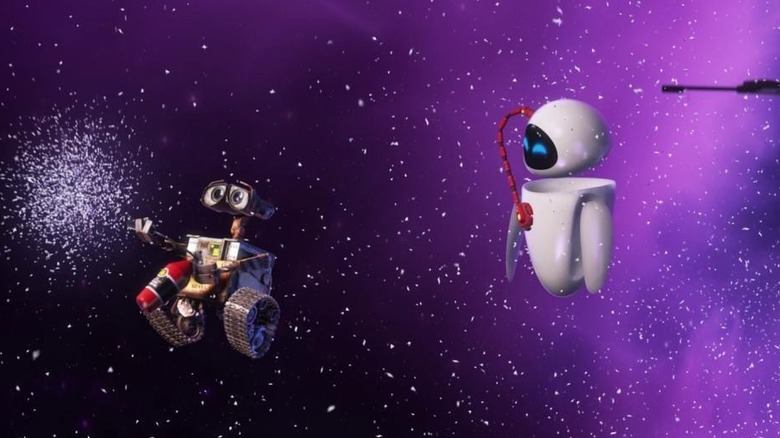 Wall-E and Eve floating in space