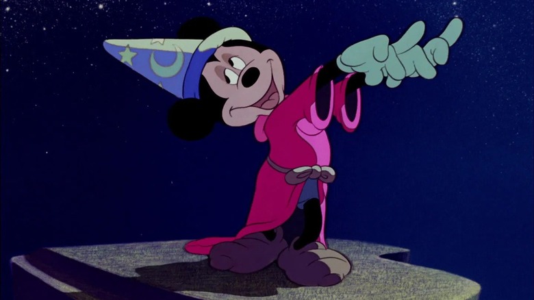 Mickey Mouse casts spell