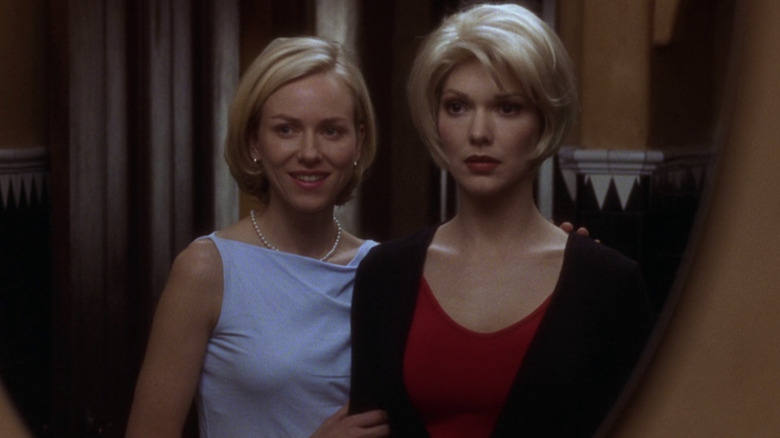 Naomi Watts and Laura Elena Harring stare in mirror