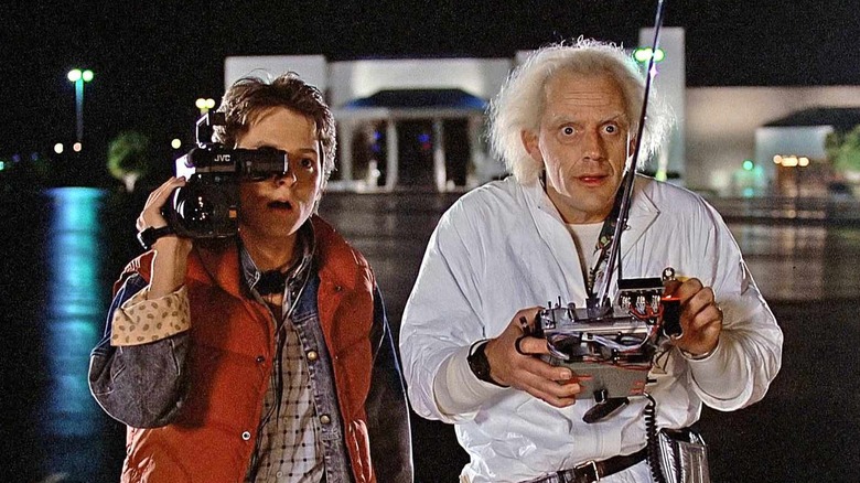 Doc Brown and Marty test the DeLorean