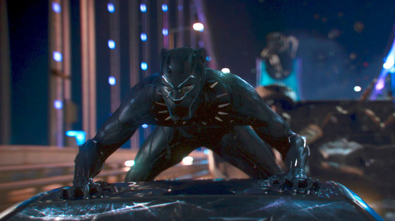 T'Challa on top of car