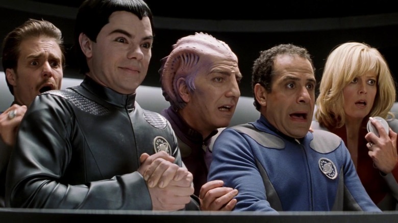 Sam Rockwell, Jed Rees, Alan Rickman, Tony Shaloub, and Sigourney Weaver in Galaxy Quest