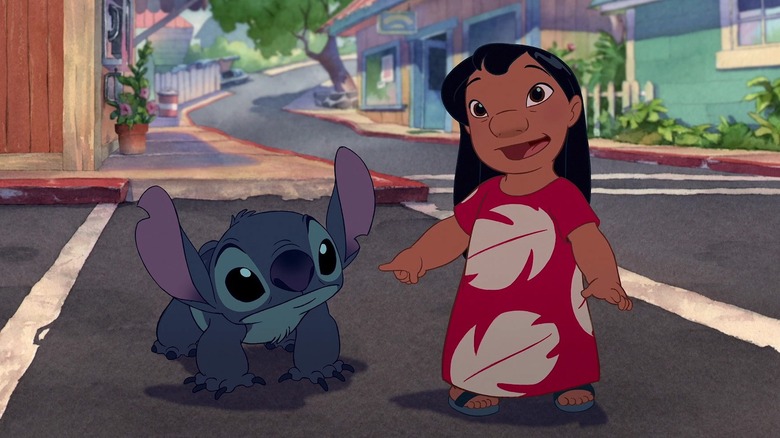 Lilo introduces Stitch in Lilo and Stitch