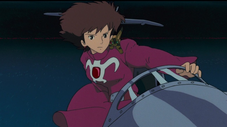 Nausicaä about to jump out of an airplane in Nausicaä of the Valley of the Wind