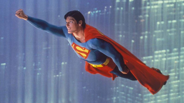 Superman soars over Metropolis