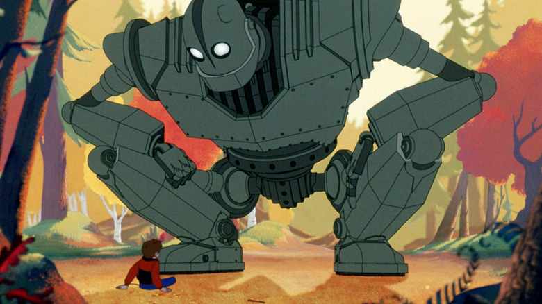 Iron Giant looks down at Hogarth