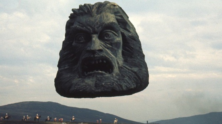 The giant head Zardoz floats above the wasteland