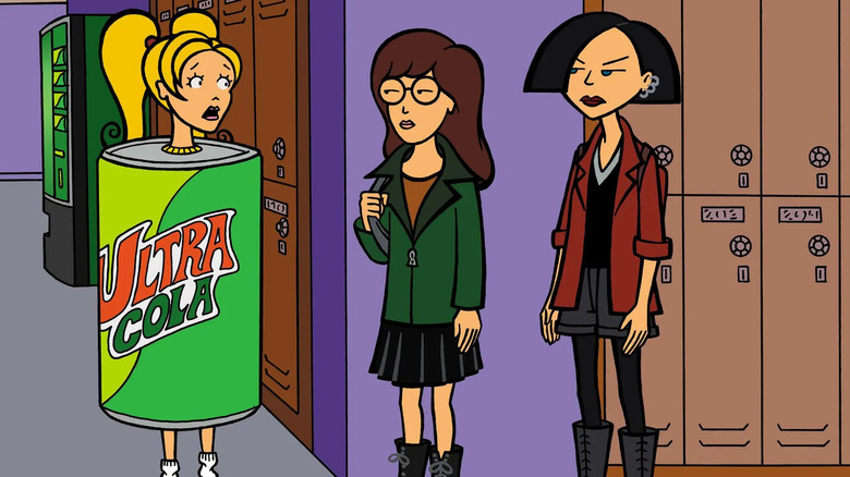 Daria and Jane talk to costumed Brittany