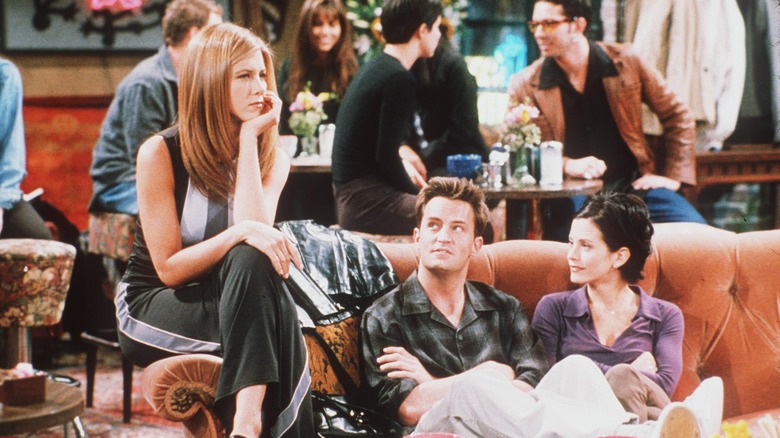 Rachel, Monica, and Chandler in cafe