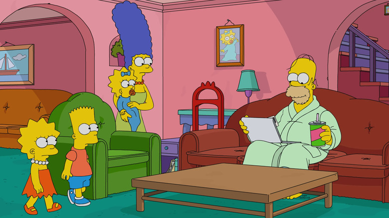 The SImpsons in living room