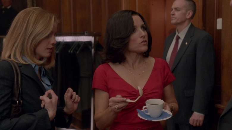 Selina Meyer with melted spoon