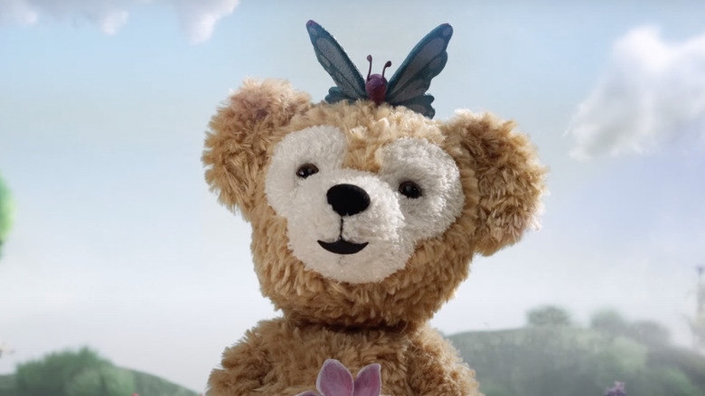 Duffy the Bear with butterfly on its head