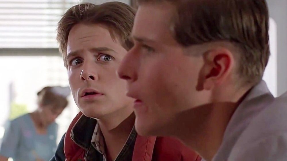 Michael J. Fox and Crispin Glover in Back to the Future