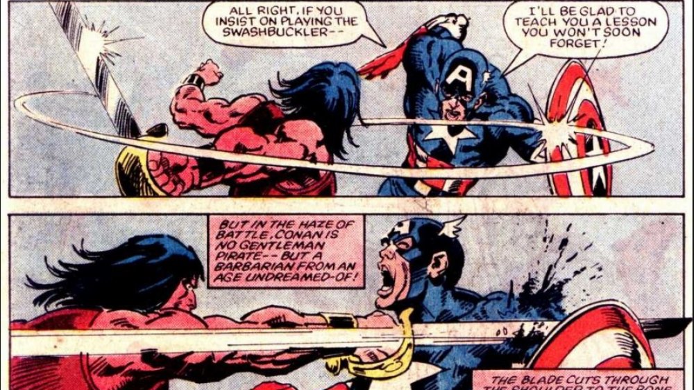 Conan the Barbarian fighting Captain America in Marvel's What If?