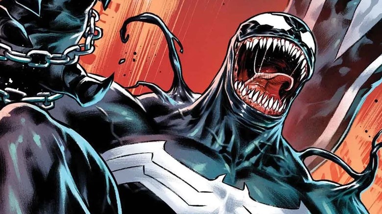 Venom screaming with drool dripping from mouth