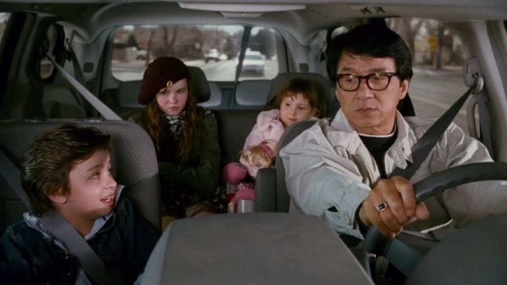 Will Shadley, Madeline Carroll, Alina Foley and Jackie Chan in The Spy Next Door