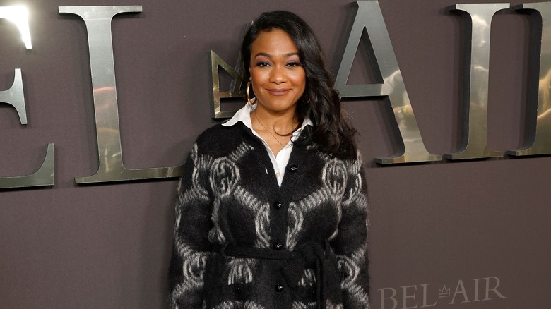 Tatyana Ali smiling at Bel-Air premiere