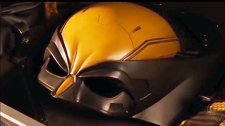 A yellow Wolverine helmet