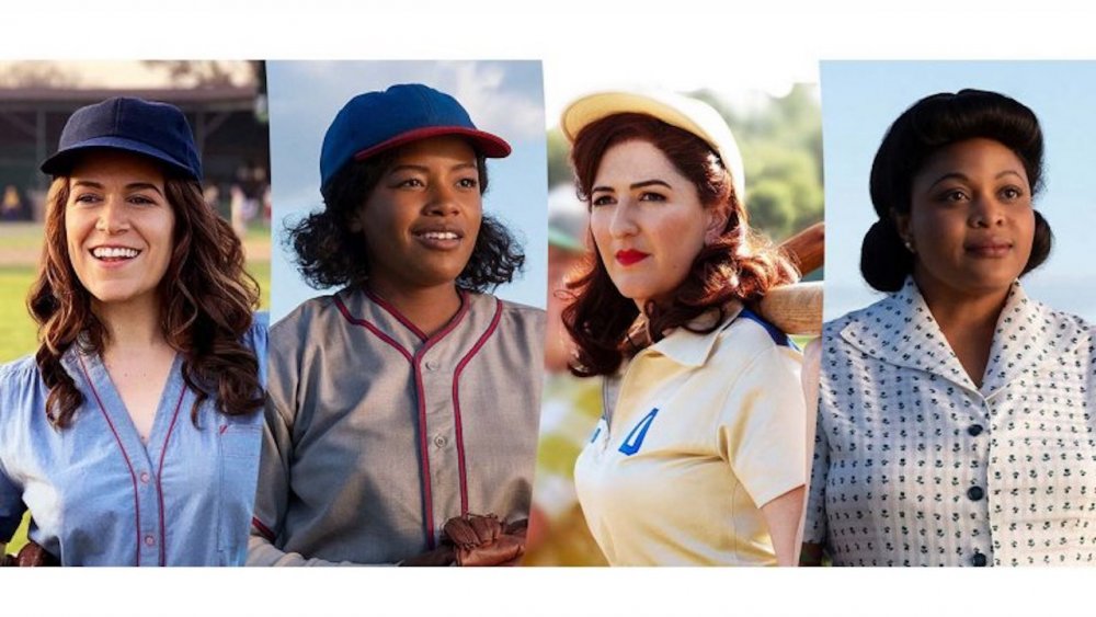 Abbi Jacobson, Chante Adams, Darcy Carden, and Gbemisola Ikumelo in a promo image for A League of Their Own