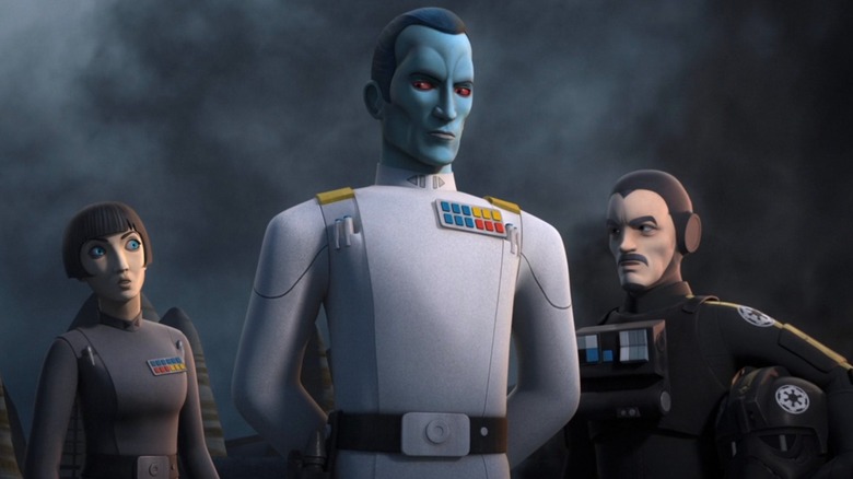 Grand Admiral Thrawn with two imperial officers