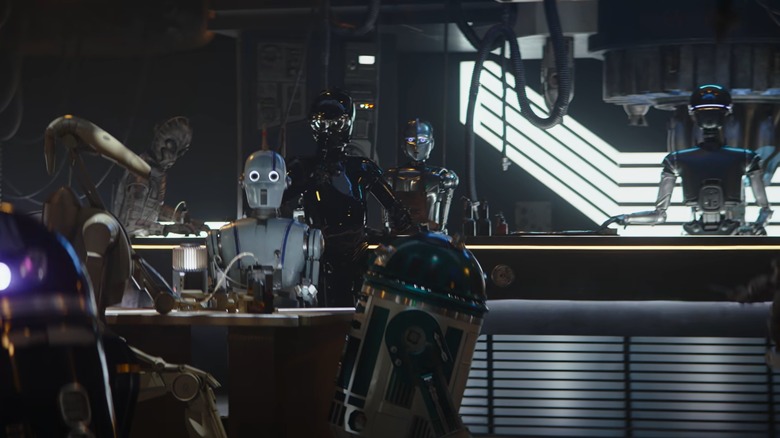 Droids in bar looking at someone