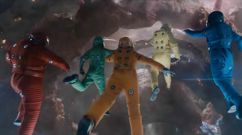 The Guardians of the Galaxy floating in space 