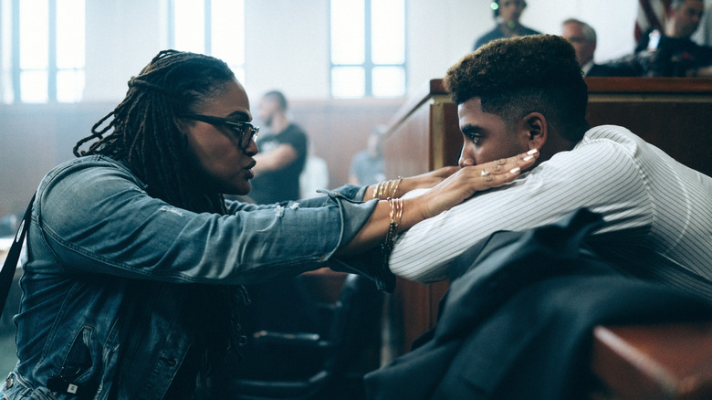 Ava DuVernay and jharell jerome on set