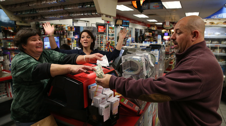 Powerball buyers at a gas station in Maryland