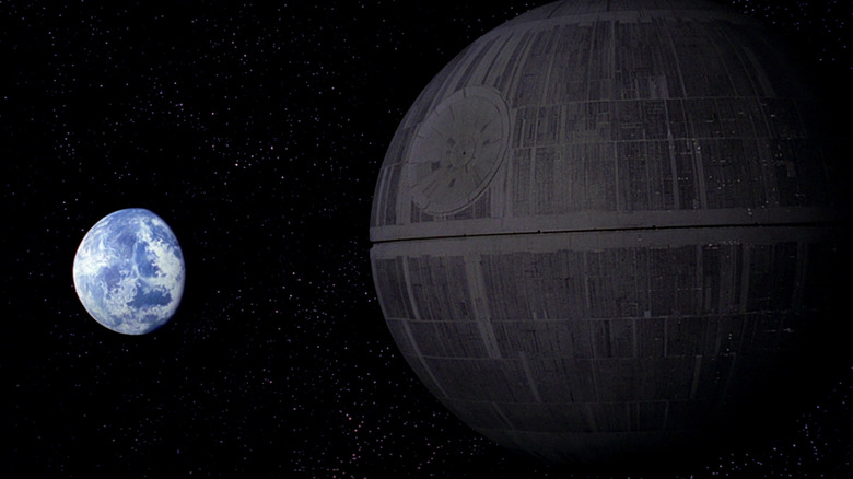 The Death Star orbits Alderaan