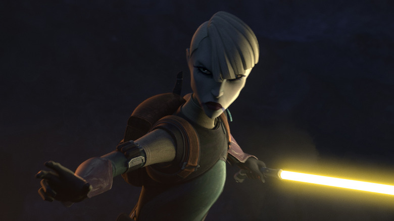 Asajj Ventress with yellow lightsaber