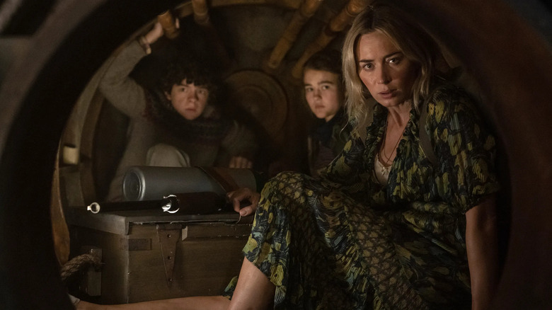 Emily Blunt, Millicent Simmonds and Noah Jupe in "A Quiet Place Part II"