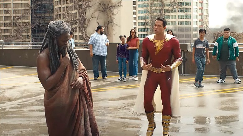 Shazam speaks with his friends and the wizard Shazam 