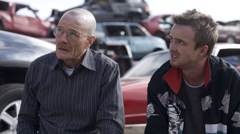 Walter and Jesse in the junkyard