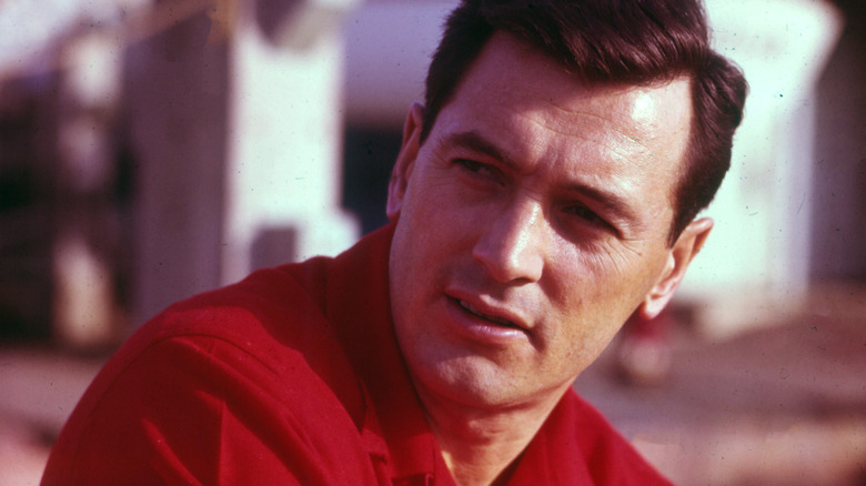 Rock Hudson wearing red shirt