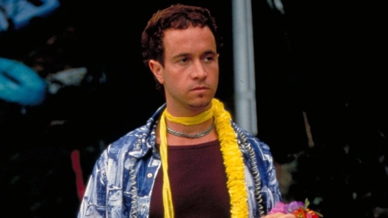 Pauly Shore wears a patterned shirt