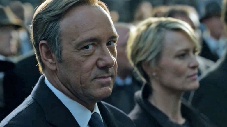 Underwood looks at the audience