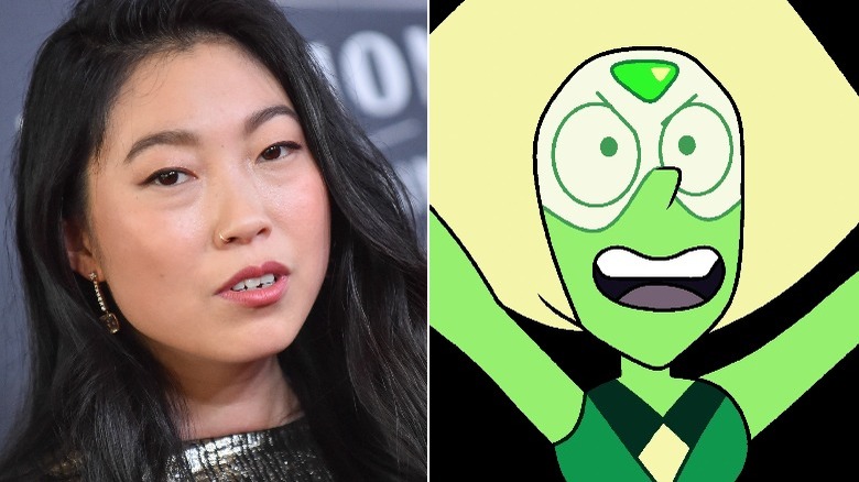 Awkwafina next to cartoon Peridot