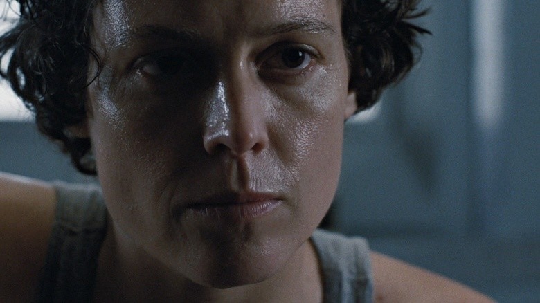 Ripley sweaty staring ahead