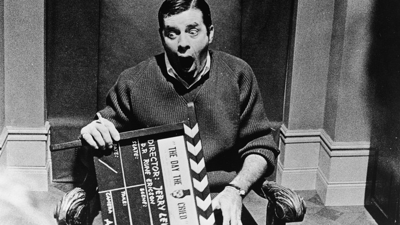 Jerry Lewis holding clapperboard