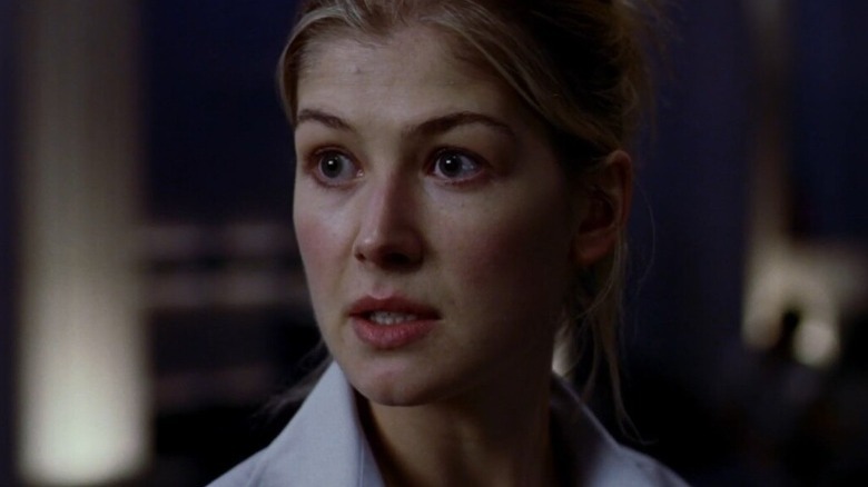 Rosamund Pike looking worried